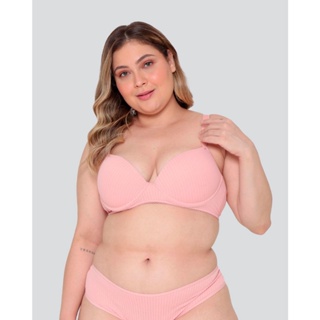 Sutiã Avulso Plus Size Com Bojo Texturizado Rosa