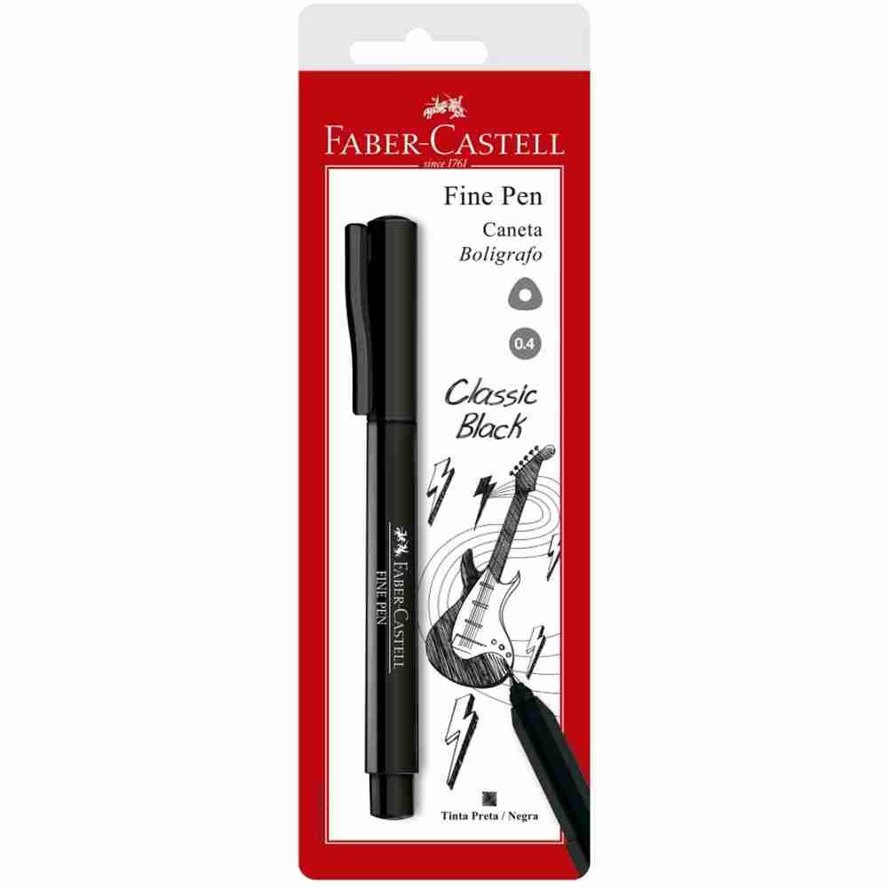 Caneta Fine Pen 0.4 mm cor preta (valor unitário) - FABER CASTELL ...