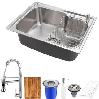 Cuba para cozinha pia com acessórios com lixeira e tábua de corte Matis e Torneira monocomando gourmet Munim Pingoo em Oferta na Shopee