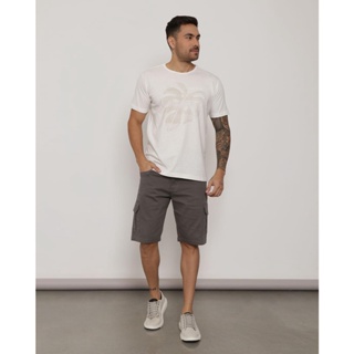Bermuda Sarja Masculina Bolso Cargo Cinza