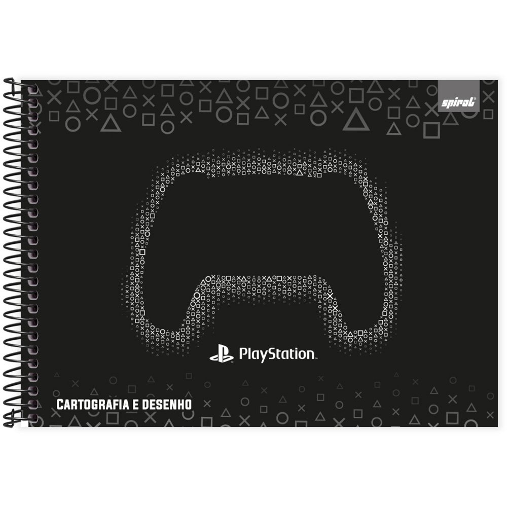Caderno Desenho Cartografia Capa Dura 48 Folhas Playstation