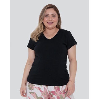 Blusa Plus Size Feminina Básica Preta