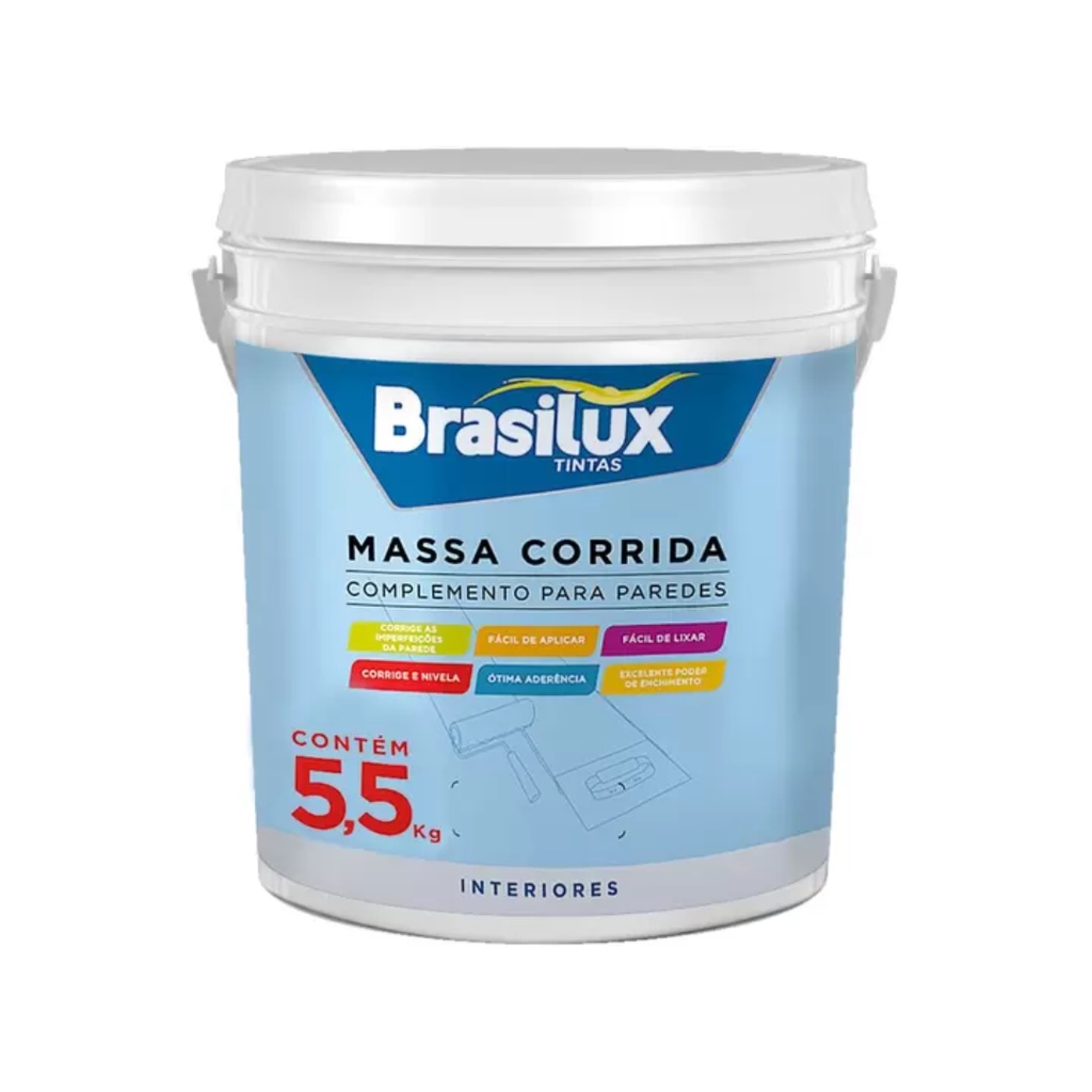 Massa Corrida PVA Acabamento De Parede Branca Interno 5,5 Kg | Shopee ...