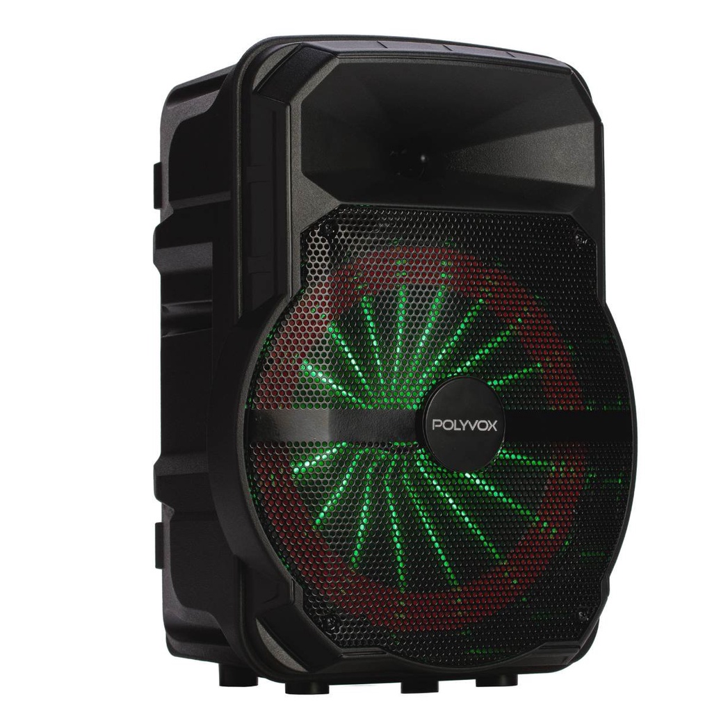 Caixa de Som Amplificada Bluetooth Polyvox XC-710T com 300W de Potência, Leds Ritmicos, Controle por Aplicativo, Autonomia de 4h de Bateria, venda direta do Fabricante