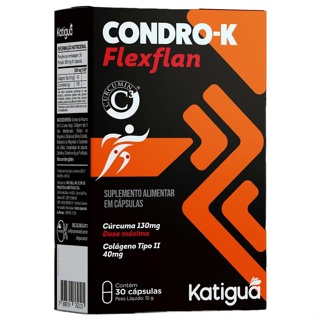 Condro K FlexFlan Cúrcuma + Colágeno Tipo II Suplemento Alimentar Katigua C/30Cápsulas