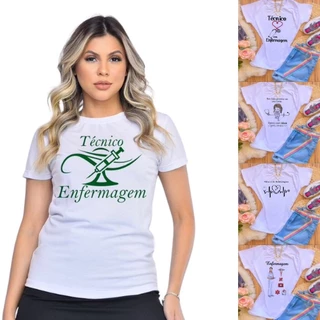 Camiseta T-shirt BLUSA PROFISSÃO FEMININA MODELOS DE TÉCNICOS DE ENFERMAGEM