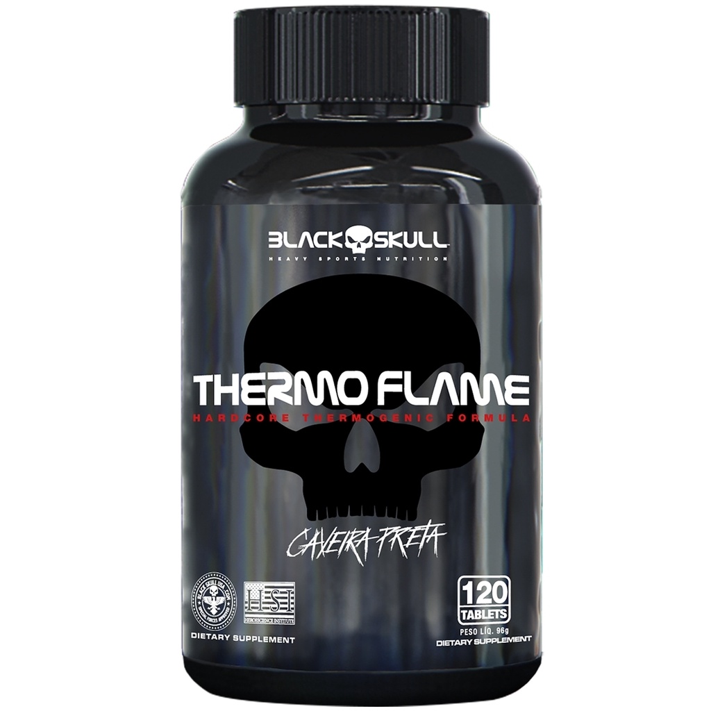  Termogenico Thermo Flame 120 Tabletes - Black Skull com Cafeina 60 Capsulas