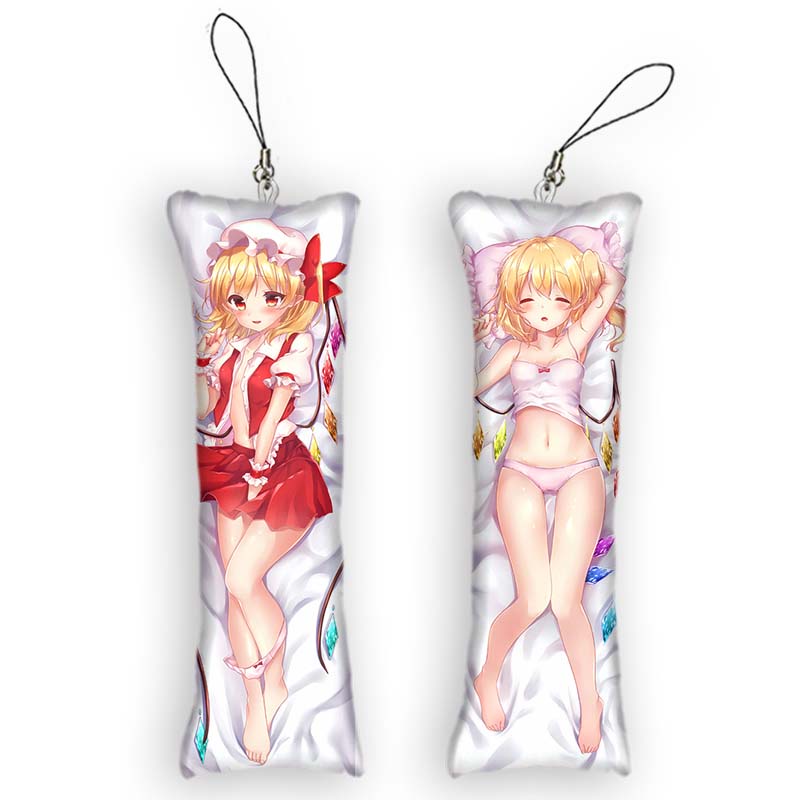 Flandre Scarlet Dakimakura Mini Porta-Chaves Projeto Anime Touhou Bonitinho KeyChain Pingente Decoração De Almofada Pequena Bolsa Otaku Kawaii