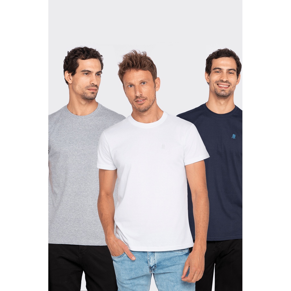 Kit 3 Camisetas Masculinas Básicas Polo Wear Sortido