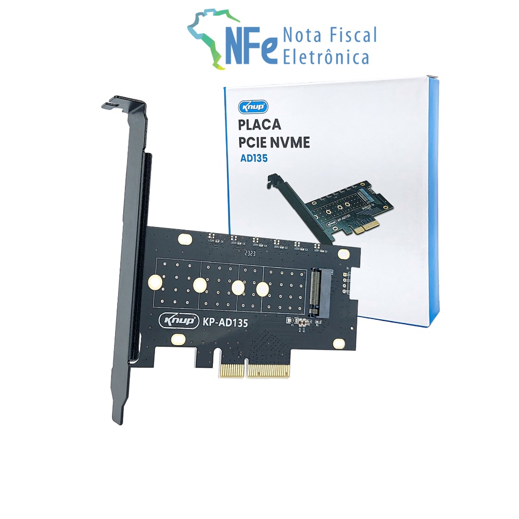 Placa Adaptador SSD NVMe PCI Express M-Key M.2 Para PC Desktop com Parafusos e Porca PCI-e x4 x8 x16