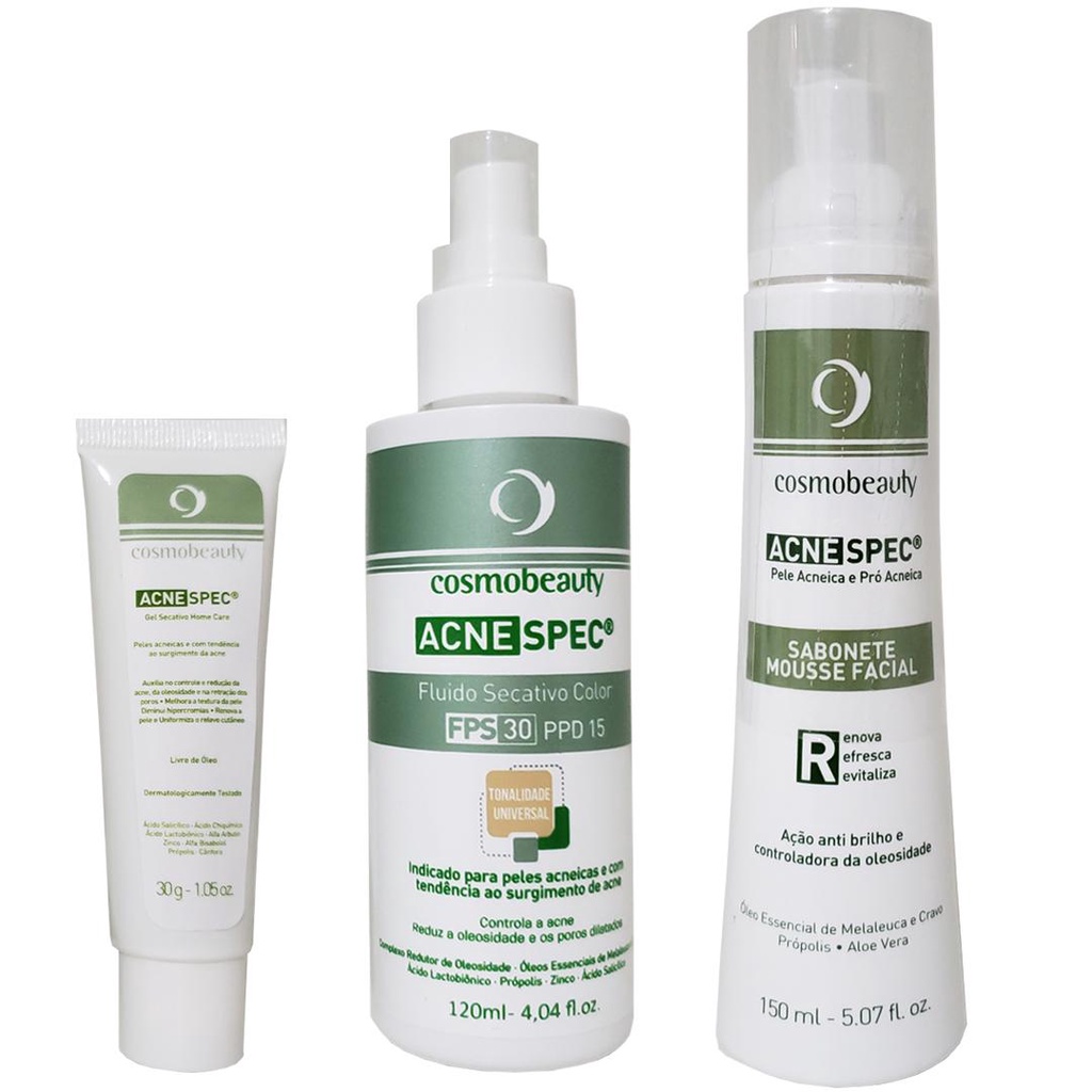 Kit Completo Antiacne Facial para Pele Oleosa Acne Spec Cosmobeauty ...