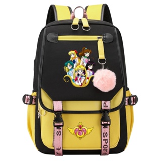 Anime Sailor Moon impressão USB mochila escolar para estudantes adolescentes