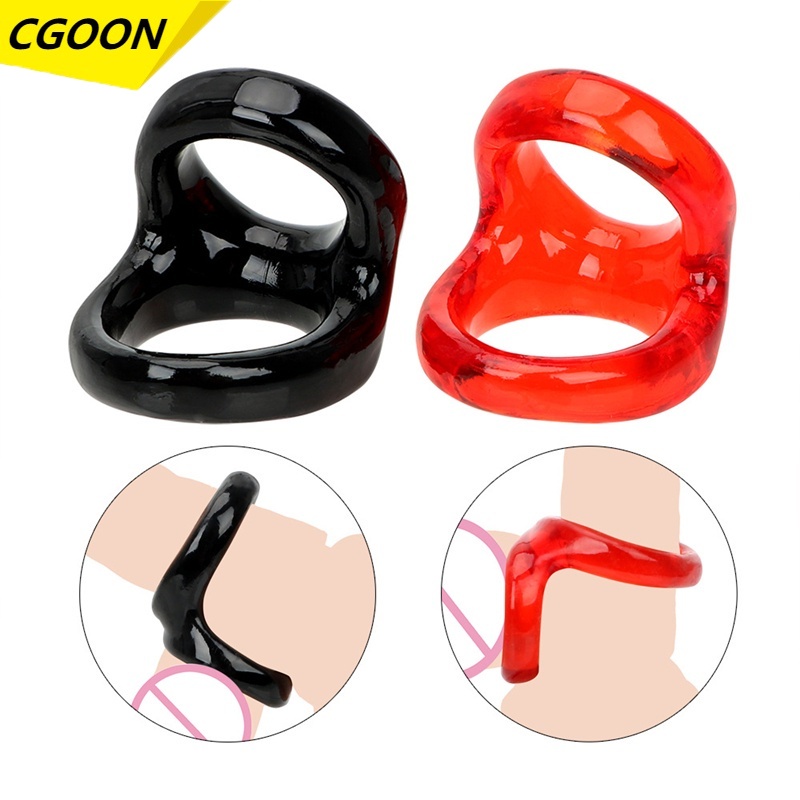 CGOON Novo Dildo Elástico Masculino Pênis Macio Ejaculação Do Anel De Atraso TPE Feixe Duplo Ovo Sexual Fino Adulto