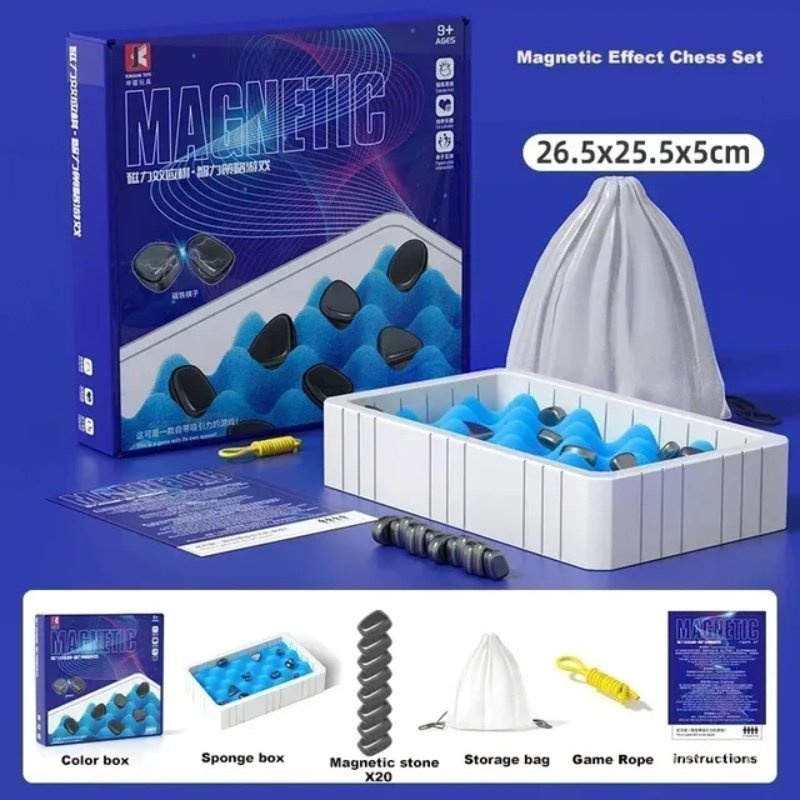 Jogo De Xadrez Magnético Com Pedras Ímã Jogo De Xadrez Tabela Top Ímã Kluster Jogo Com String Para Crianças/Adultos Pensando Treinamento Para Brinquedos Educativos