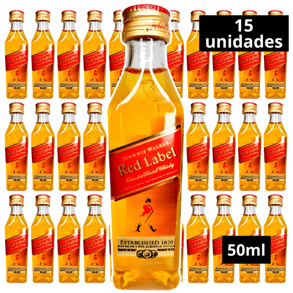 Kit 15 Mini Whisky Johnnie Walker Red Label 50ml | Shopee Brasil