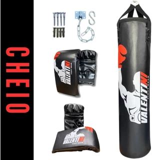 Saco de Pancada VALENTINI 120 cm CHEIO - Treino Boxe Muay Thai + 2 PARES DE LUVA BATE SACO+ SUPORTE DE TETO