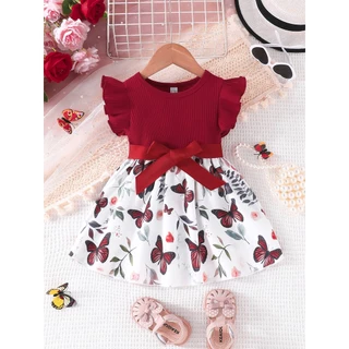 Vestido de Princesa Infantil Verão Algodão Menina Recém-Nascido 6-36 Meses