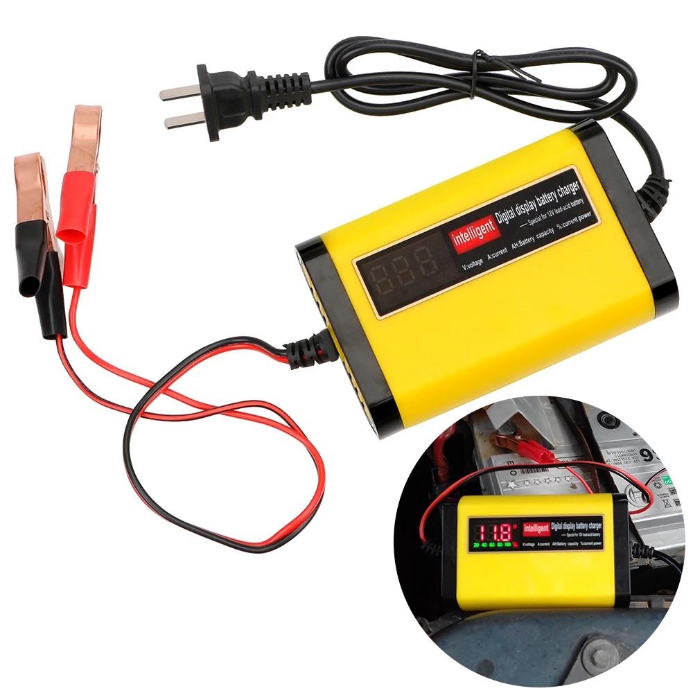 Carregador de bateria de carro e moto automotiva de ligar na tomada automático display lcd 2A