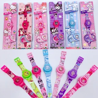Sanrio Kuromi Relógio Eletrônico Para Meninas Melody/StellaLou/Cinnamoroll/Strawberry Bear/Hello Kitty Giratório Flip De Silicone Presente Estudantes