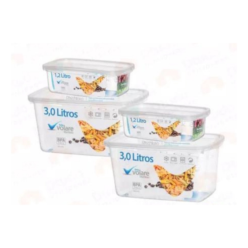 4 Potes Volare Transparente Rischioto 1,2 L E 3,0 L