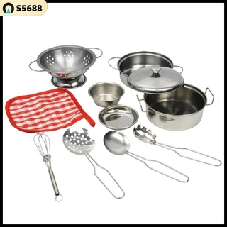 SSS 10Pcs/set Cozinha Fingir De Brinquedos De Para Crianças Panelas De Aço Inoxidável Utensílios