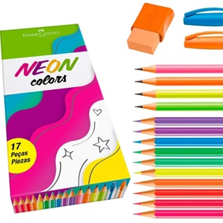 Lápis de Cor 12 Cores Neon e Pastel | Metálicas Super Soft - Faber Castell