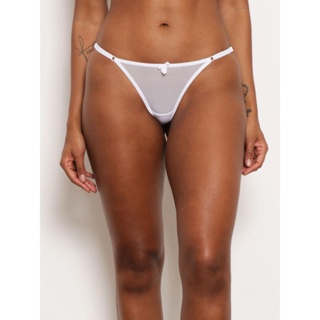 Calcinha Feminina String Tule E Renda Branca