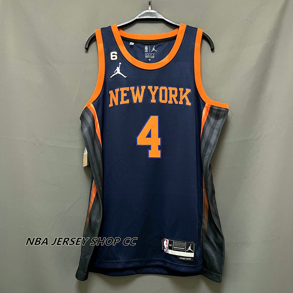 2022-23 Novos Knicks Originais Masculinos Da NBA New York # 4 Derrick Rose Statement Edition Black Jersey Swingman Prensado A Calor