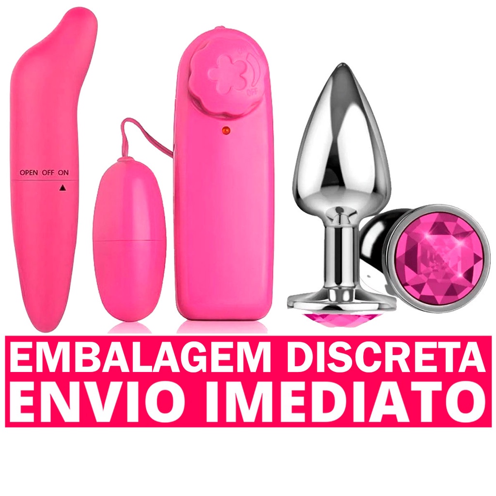 Kit Vibrador Sexual Feminino Ponto G liso + Vibrador Bullet Cápsula + Plug Anal  e Vaginal Aço Inoxidável Dilata Tamanho P | Shopee Brasil