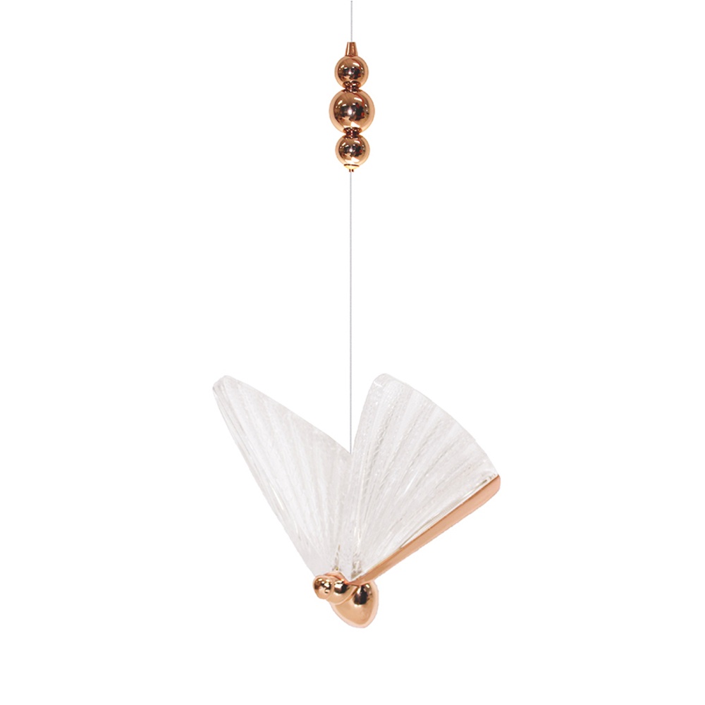 Pendente LED Borboleta Metal e Acrílico Rose Gold PD1210
