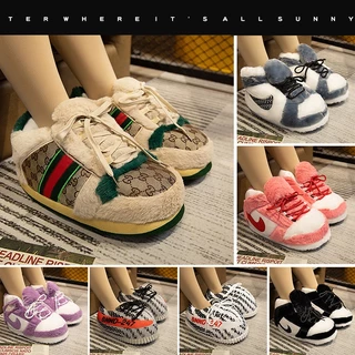 Fat a Cone Cotton Slippers AJ Winter Couple Spoof Influencer Influenciador de Inverno à prova d'água Preto Branco AJ Plush Outer Wear Warm Style