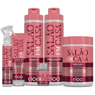 Eico Salão Em Casa Hidratação Intensiva Shampoo Condicionador 800ml + Máscara 1kg + Leave-in + Spray + Óleo Reparador
