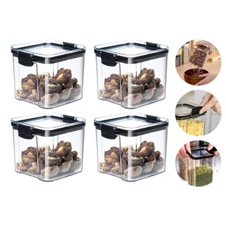 Kit 4 Potes Acrílico Herméticos Com Tampa 800ml Mantimentos