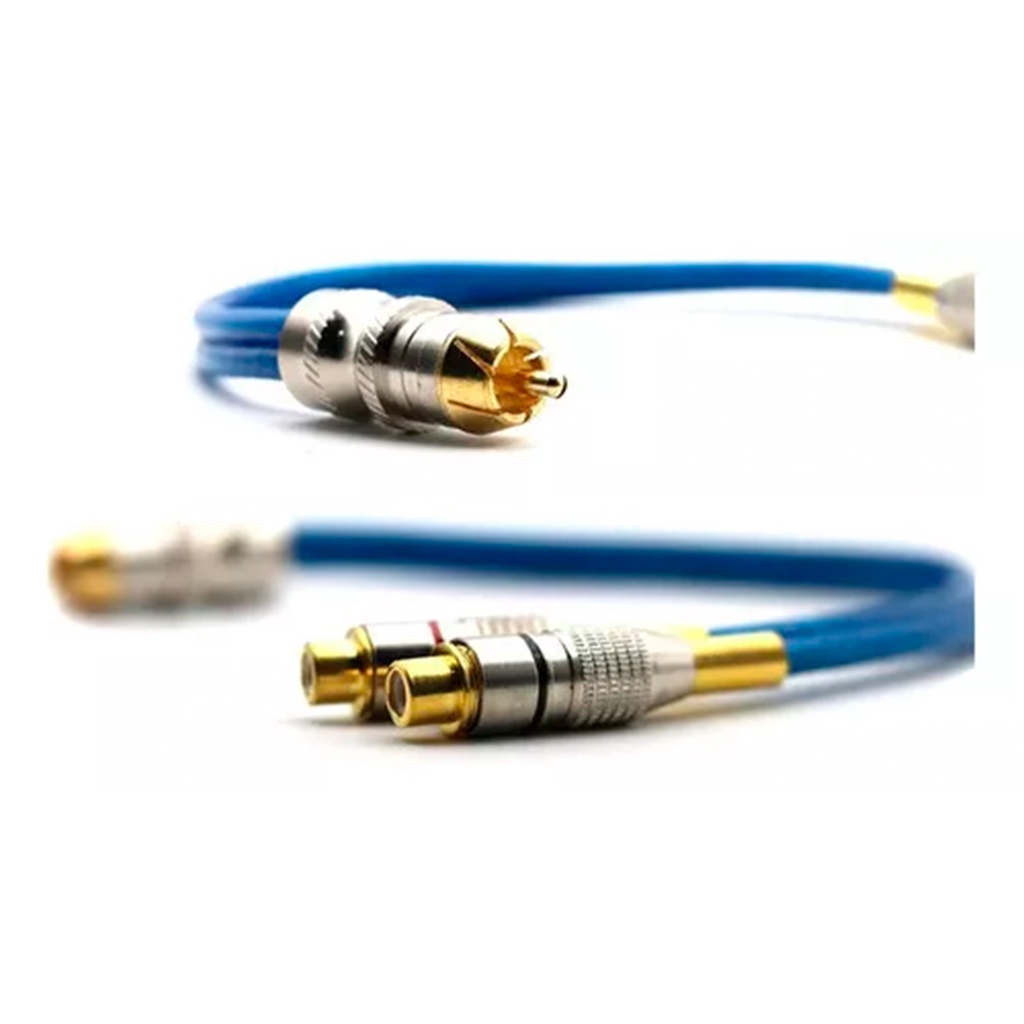 Cabo Y Rca Svart 1 Macho 2 Fêmea Azul Blindado 5mm Diametro100% Cobre