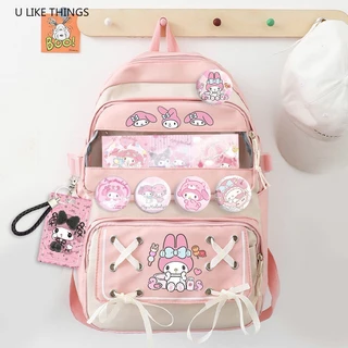 Mochila Periférica Kuromi Para Cães De Escola Primária Simples E Bonita