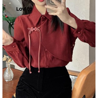 Lovito Blusa Feminina Casual Com Botões Lisos Na Frente LNE41092