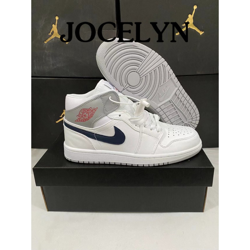 2024jo 1 sapato e basquete retro azul cinza antiderrapante branco