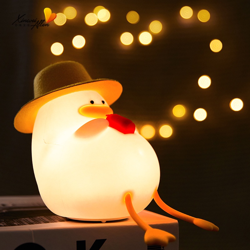 Desenho animado Bonitinho Luz Nocturna de Pato Pequeno Pato Gordo Luz Nocturna de Silicone Macio Luz Nocturna de Brinquedo Luz Nocturna de Papa Sensor Luz Nocturna de Quarto de Crianças