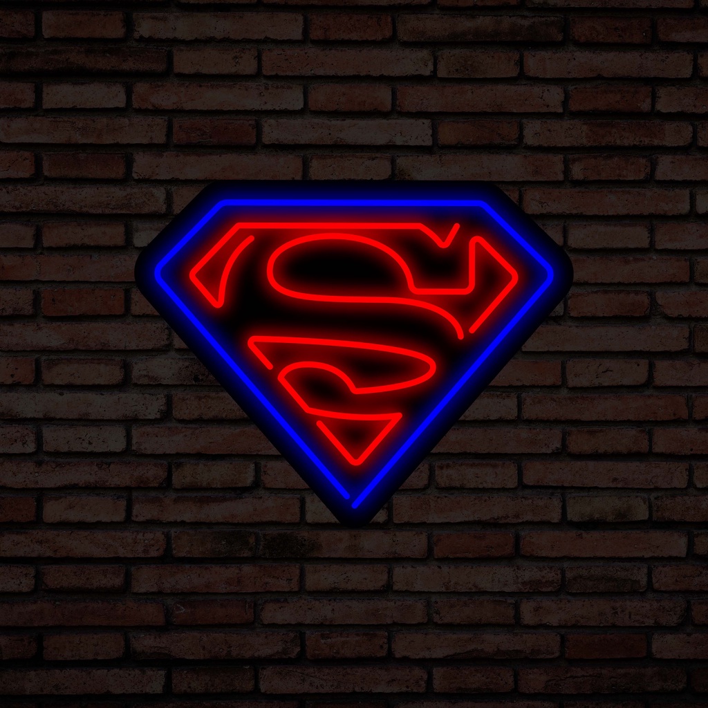 Neon Led em MDF Preto Laqueado- Super Man | Shopee Brasil