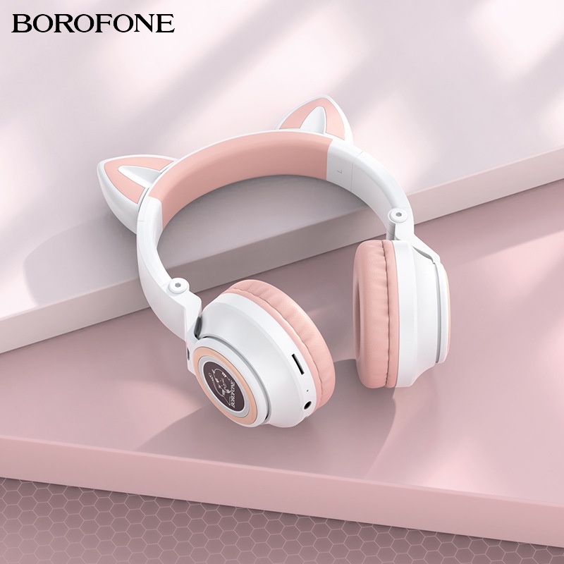 2024Borofone BO18 Orelha de gato Bluetooth fone de ouvido sem fio macio e de alta qualidade fone de ouvido para jogos esportivos