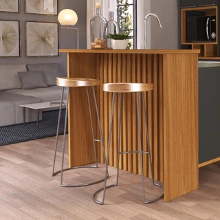 Bancada Ripada para Cozinha 128cm Cairo Fidelitá Freijó