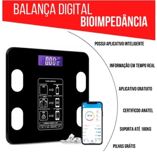 Balança de Bioimpedancia Corporal Digital com Bluetooth 180KG