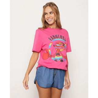 Camiseta Feminina Pride Manga Curta Fabuloso Cartoon Rosa