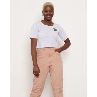 Blusa Cropped Feminina Estampa Good Vibes Mescla Claro