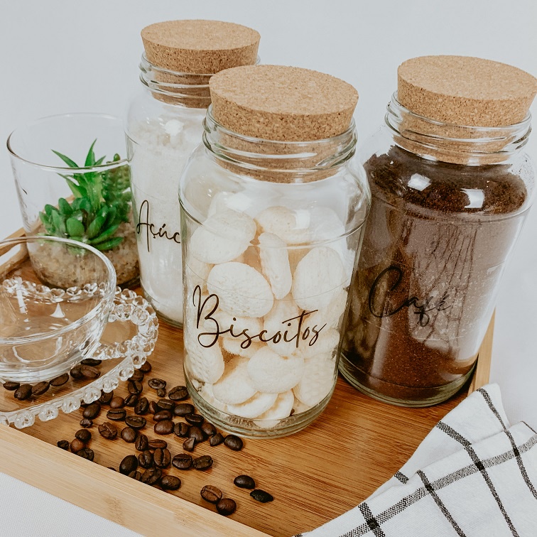 Pote Porta Mantimentos 810ml Cantinho do Café Biscoito Café e Açúcar