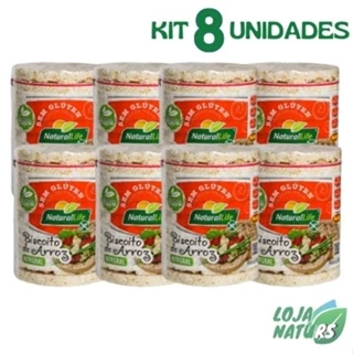 KIT 8 Biscoito de Arroz Grande Sem Glúten Vegano 80g - Natural Life
