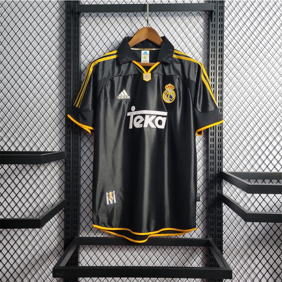 [Retro] 1999 Real Madrid Fora " Preto " Camiseta De Futebol " Personalizada