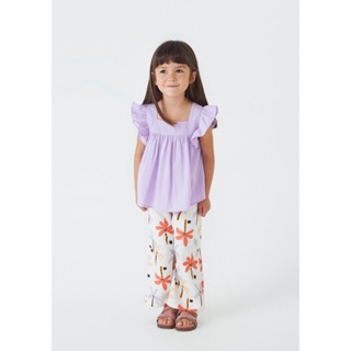 Calça Infantil Menina Toddler Estampada Com Linho Hering Kids