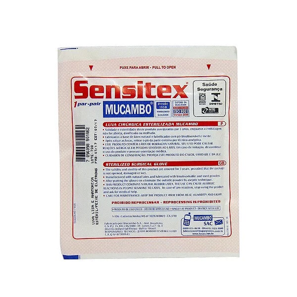 Luva Estéril 1 Par 7,0 Mucambo Sensitex Látex | Shopee Brasil