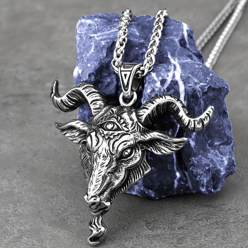 Viking Gothic Lucifer Satan Bullhead Pendant Colar Para Homem Vintage Personalidade Criativa Punk Animal Acessórios